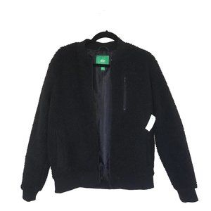 DIP Black Furry Bomber Jacket